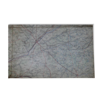 Old map of Tours, Blois, Orléans, Le Mans