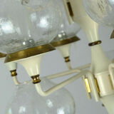 1960s mid century chandelier brass 12 crackle glass shades