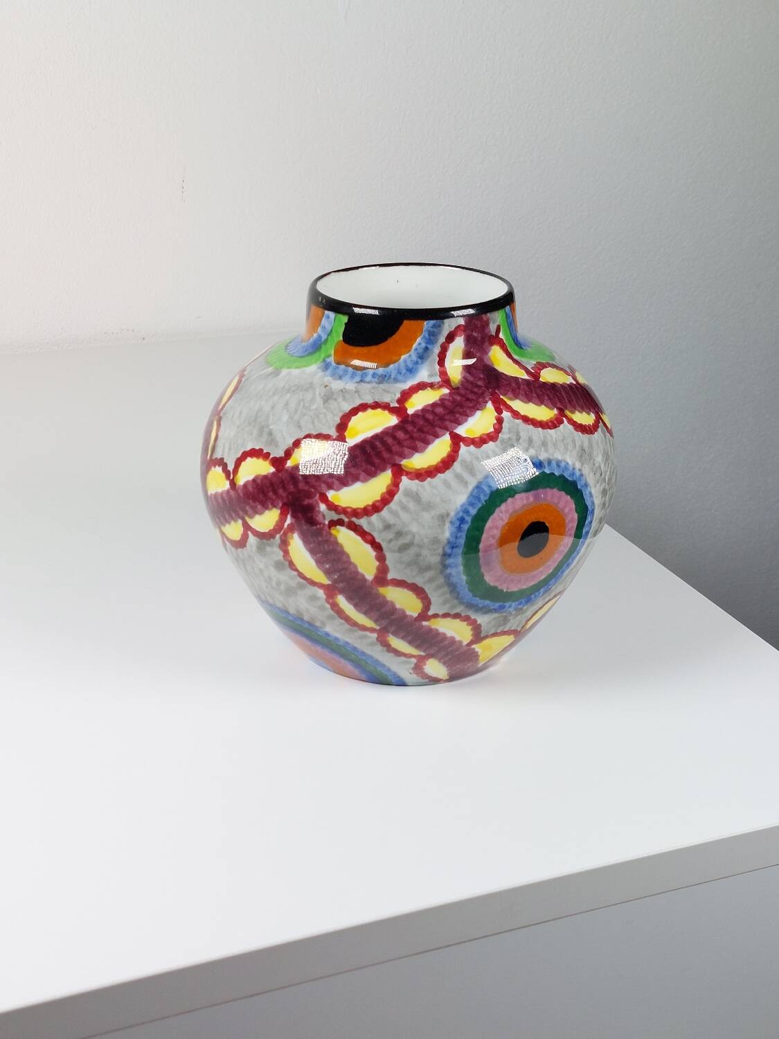 Handpainted Art Deco vase by Eva Stricker Zeisel for Schramberg