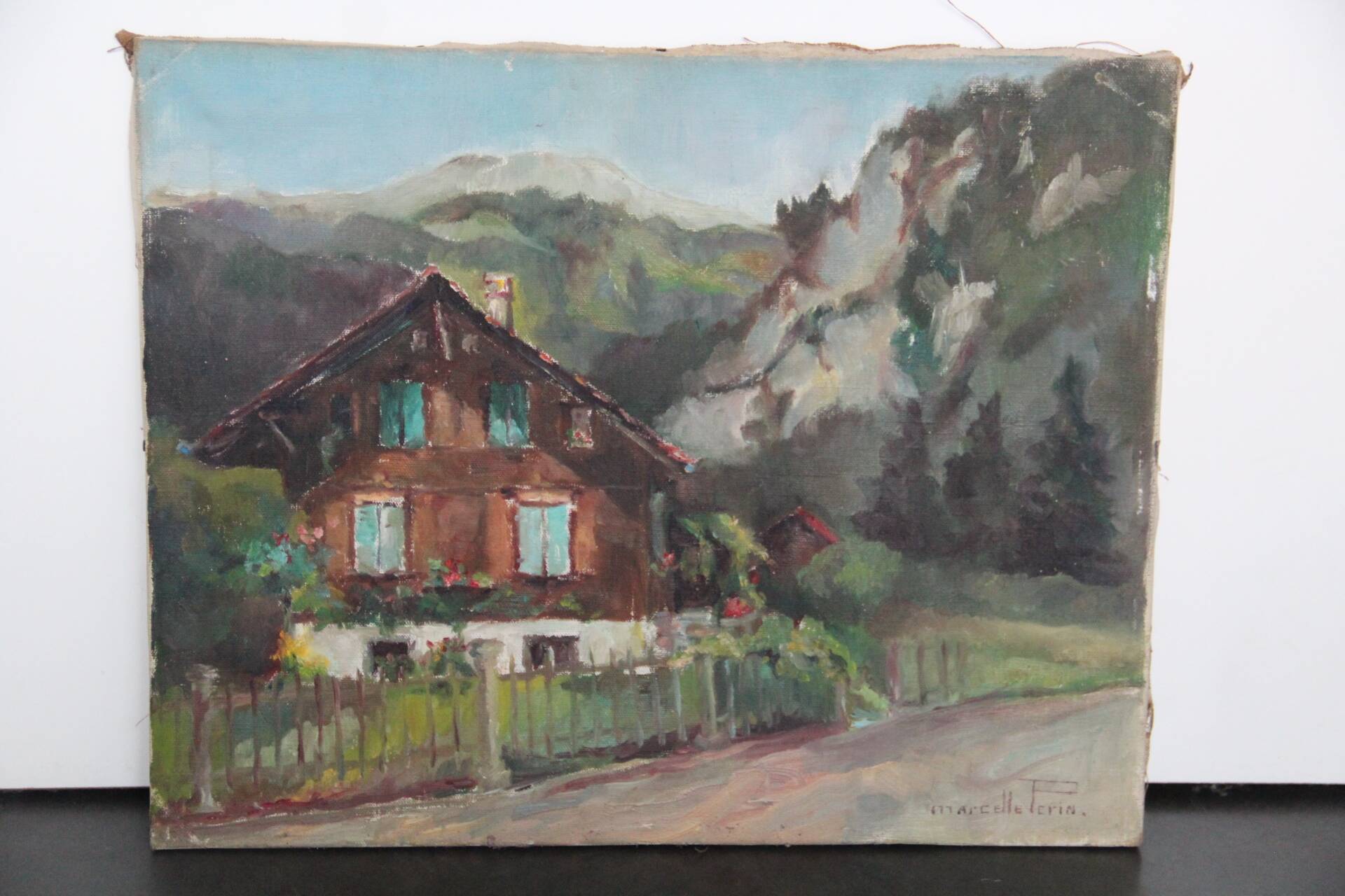 Chalet in the mountains, HST painting 40 x 50