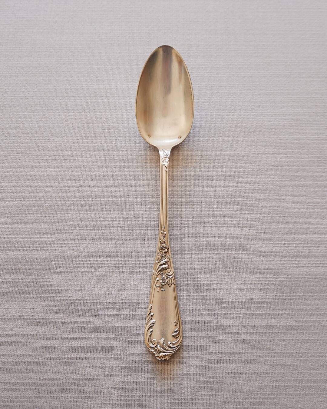 Art Nouveau silver plated metal soup spoons