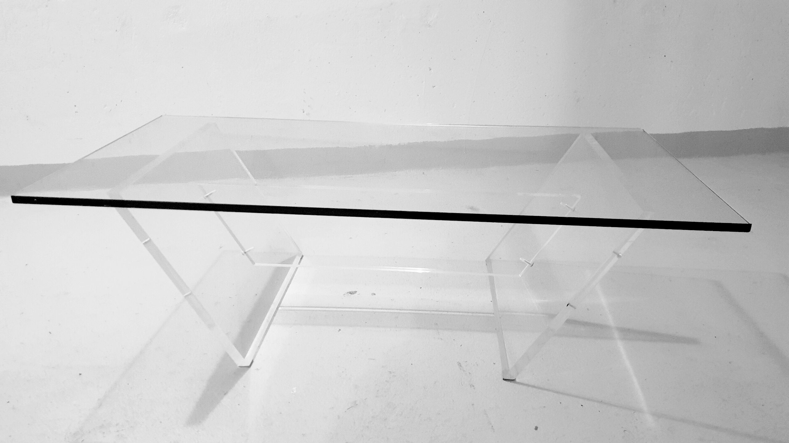 Glass and plexiglass coffee table 1970