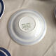 Series of 6 coffee cups in faience with blue stripes with saucers