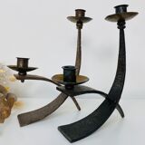 Hammered steel candle holder