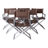 Set of 6 Vintage Safari Folding Chairs – Chrome Frame – 1970s/1980s