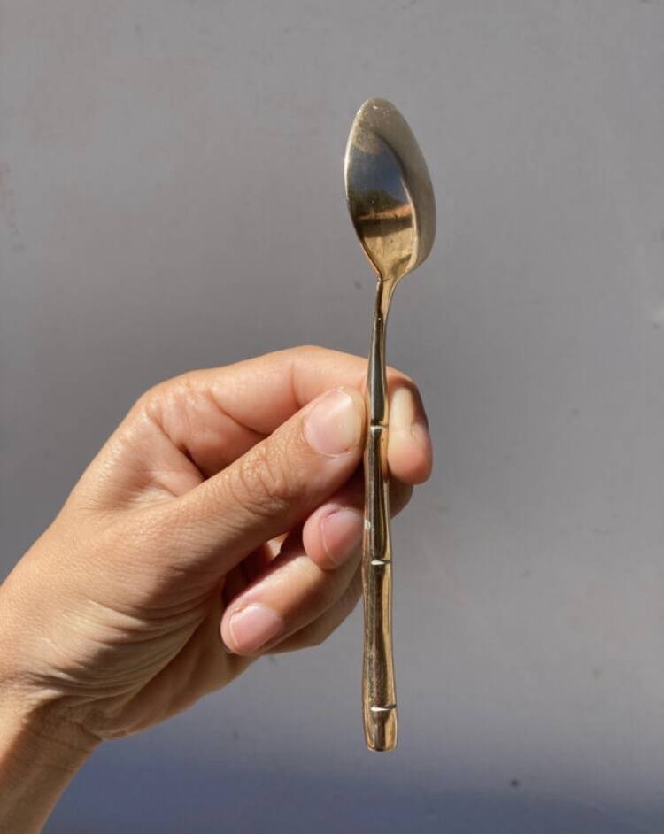 6 cuillères café en laiton doré bambou
