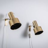 Pair of adjustable wall lamps designed by Per Sundstedt for Kosta Lampan