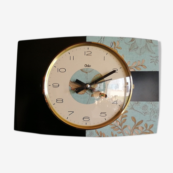 Horloge vintage pendule murale "odo noir et bleu"