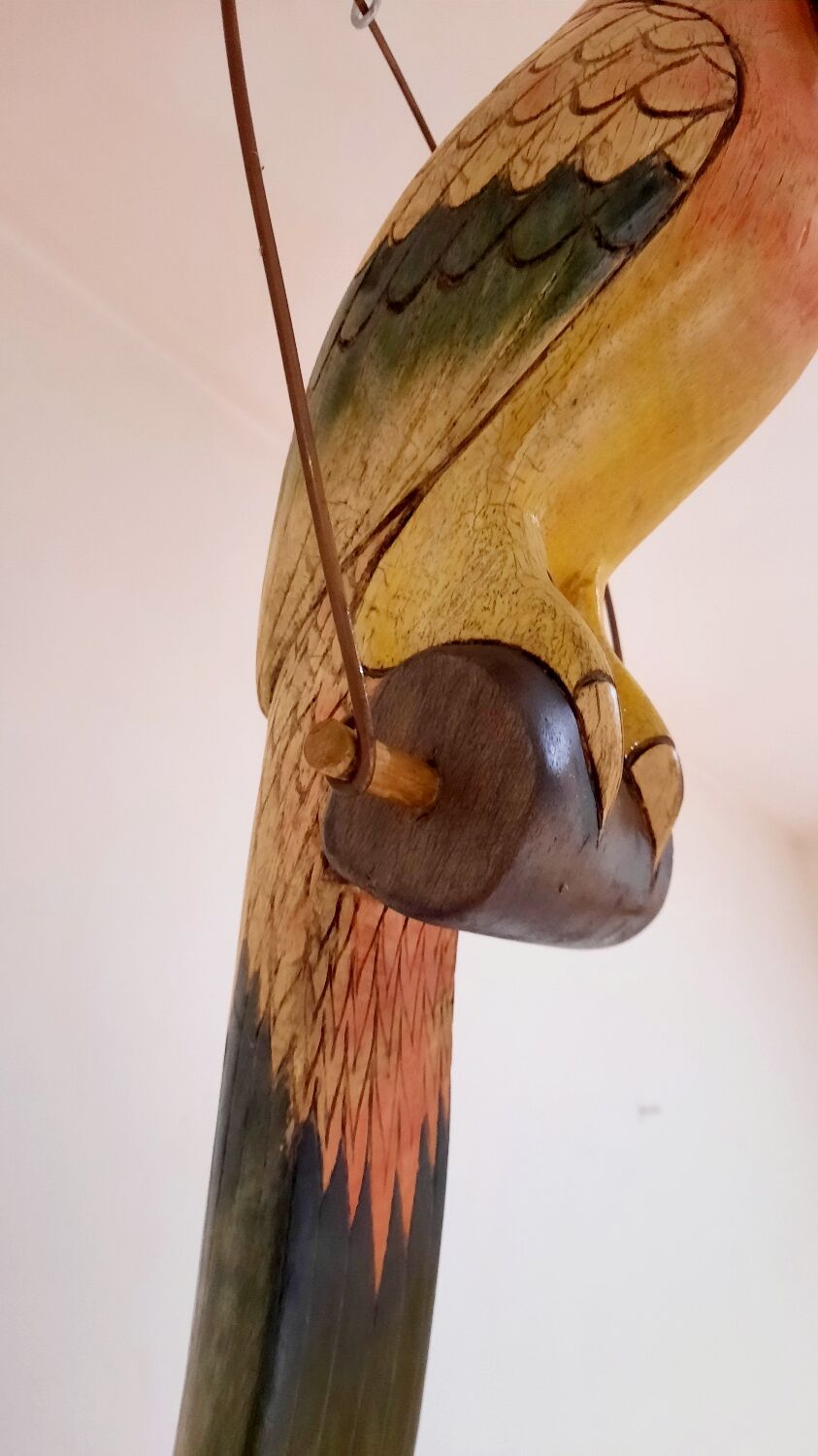 Wooden parrot suspension