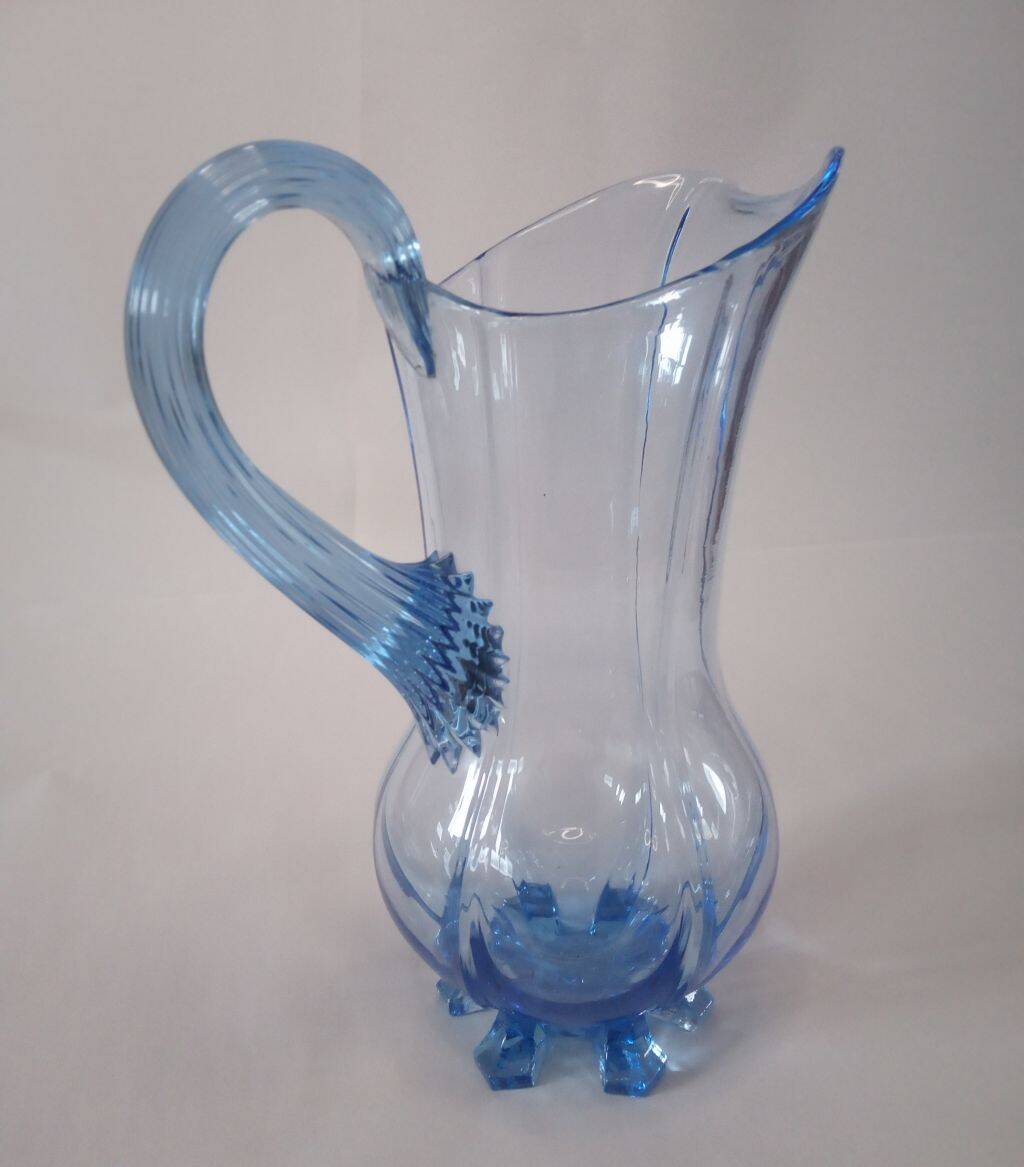 Art Glass Blue Pitcher