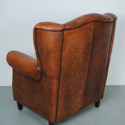 Fauteuil club vintage en cuir couleur cognac hollandais