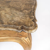 Rococo side table with marbled tabletop and frame of gilded wood, 1860s