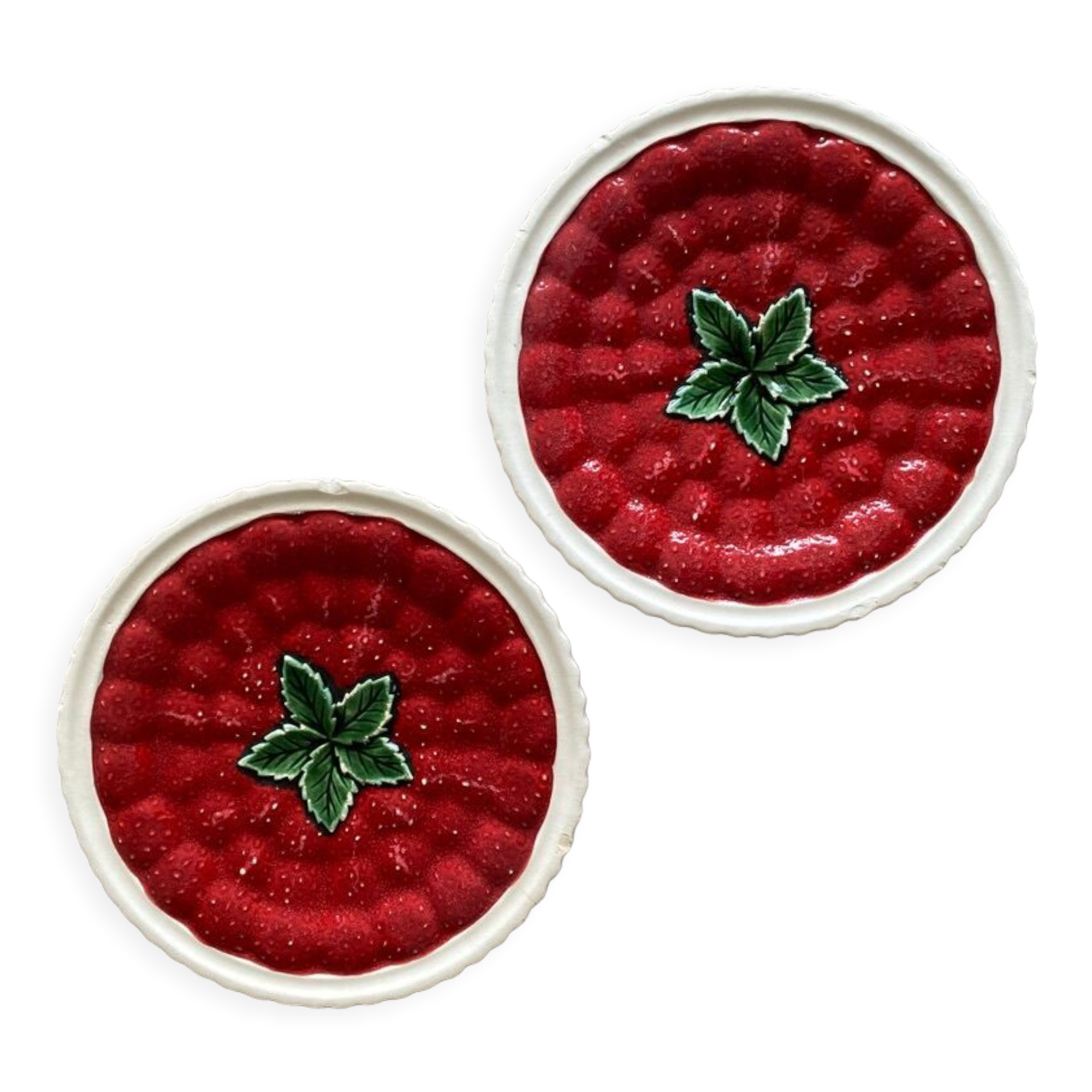 Set of 2 dessert plates "strawberries" - earthenware - diam 20cm