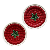 Set of 2 dessert plates "strawberries" - earthenware - diam 20cm