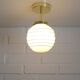 Set Of 3 Art Deco Semi Flush Ceiling Lights | 1940s Beige Hand Blown Glass