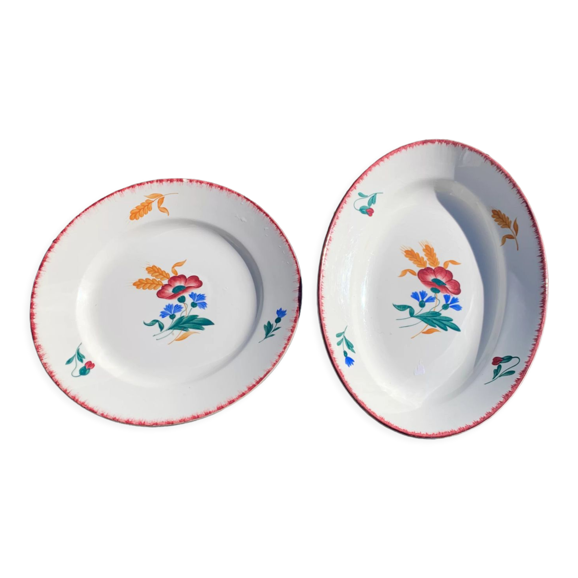 Set of two dishes, one with cakes and a hand-painted serving dish mill of wolves hamage Ceres