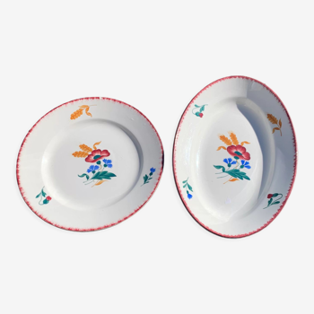Set of two dishes, one with cakes and a hand-painted serving dish mill of wolves hamage Ceres