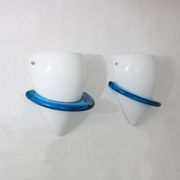 1990s Pair of “Blue Swan” wall lamps by Tinu Aufiero for Venini, Italy