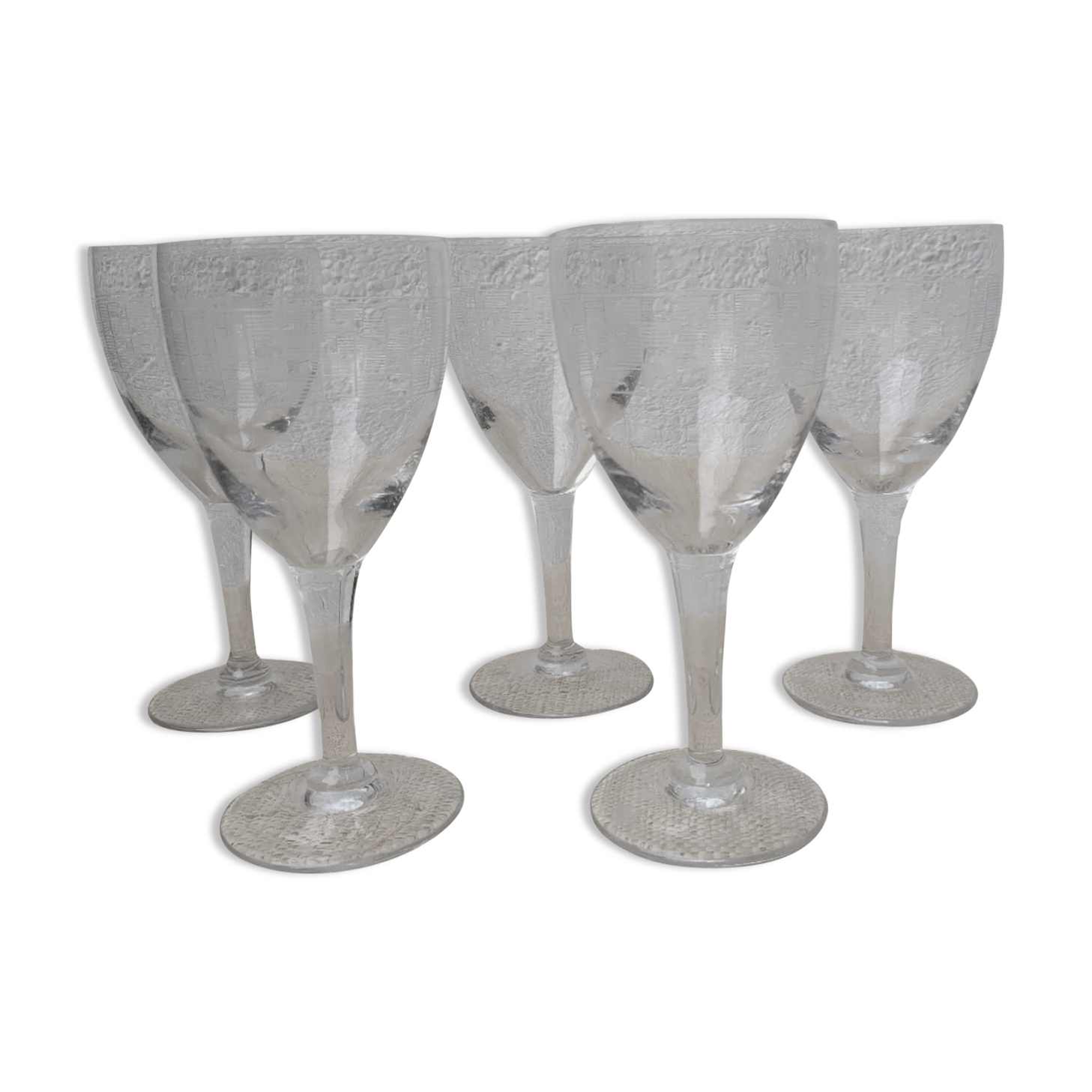 5 chiseled glass stems 1950