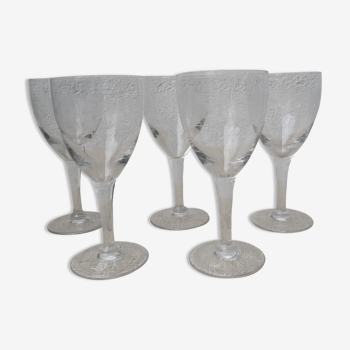 5 chiseled glass stems 1950