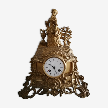 Ancient baroque gilded bronze clock