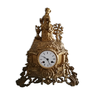 Ancient baroque gilded bronze clock