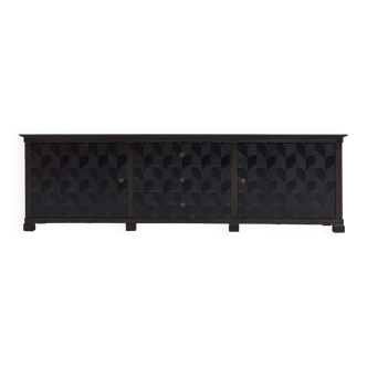 Brutalist Oak Craftsmanship Sideboard, 1960s/70s, Germany, Brass Accents