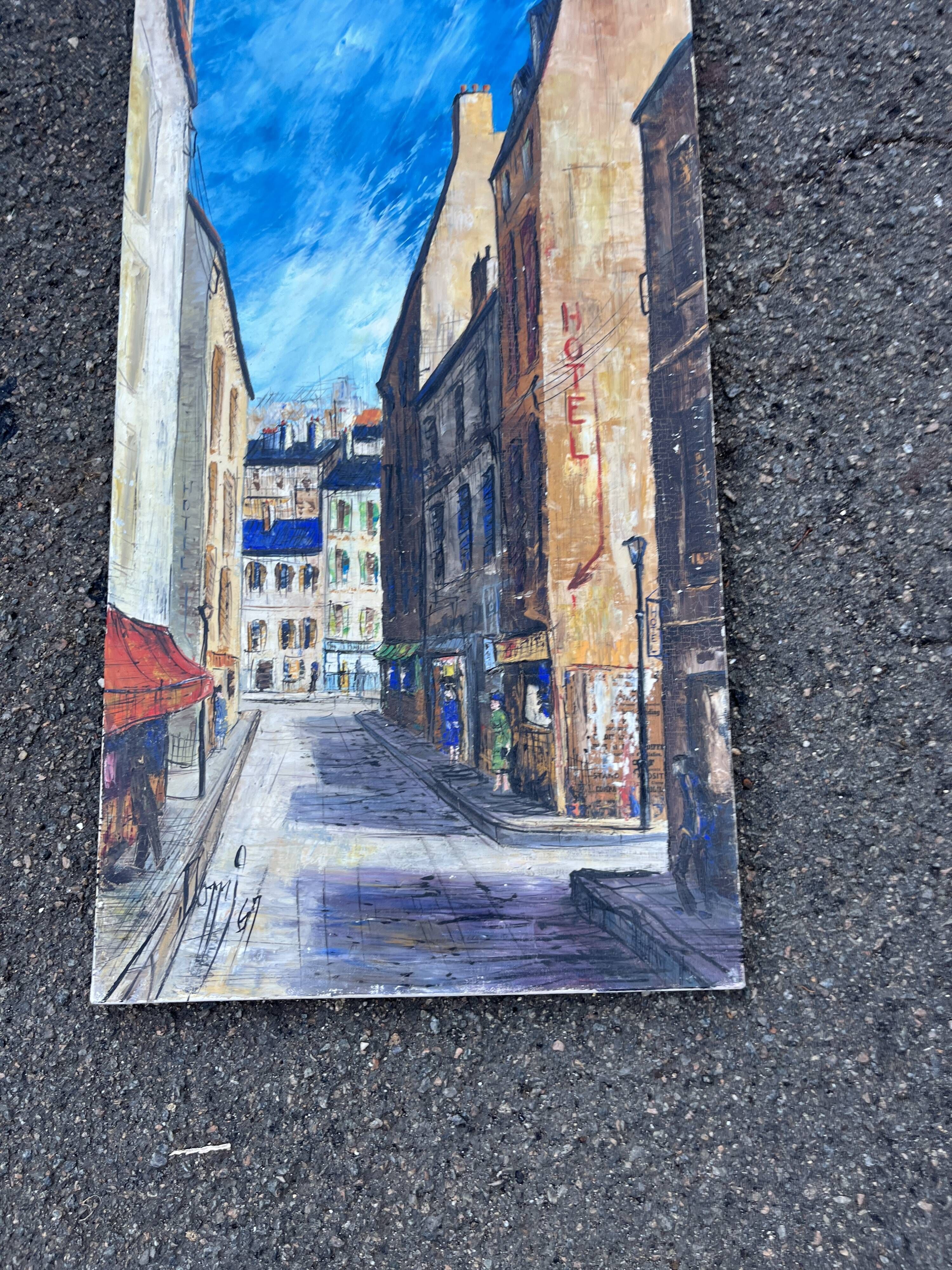 Painting by Dominique Brochard "Domi" – Street Scene – 1967
