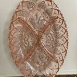 Art Deco pink molded glass aperitif serving dish