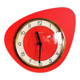 Vintage formica clock asymmetrical silent wall clock "Red Star"