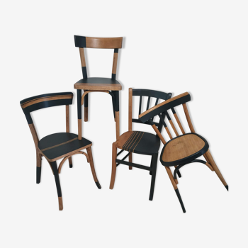 Ensemble de 4 chaises bistrot dépareillées