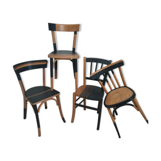 Ensemble de 4 chaises bistrot dépareillées