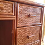 Vintage rattan desk from the 1970s.