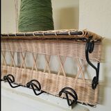 Coat rack hook wicker black metal vintage