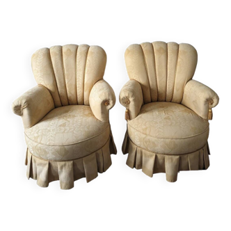 Paire deux fauteuils crapeaux