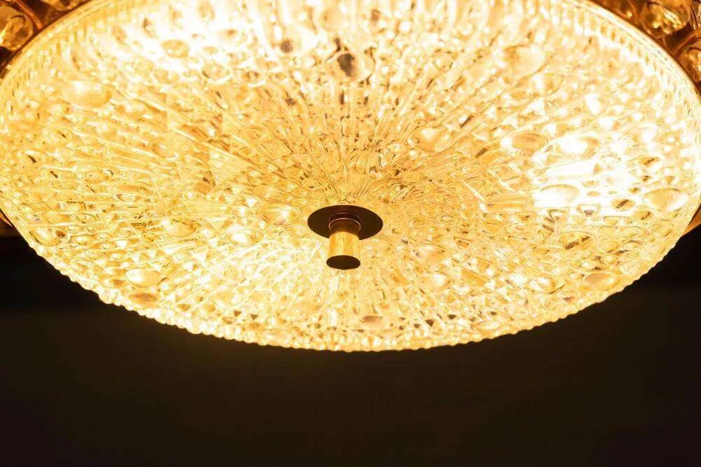 Midmod glass and brass suspension, Orrefors Sweden