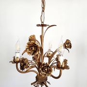 Hollywood Regency Roses kroonluchter, Verguld, Drie Armen, Italie