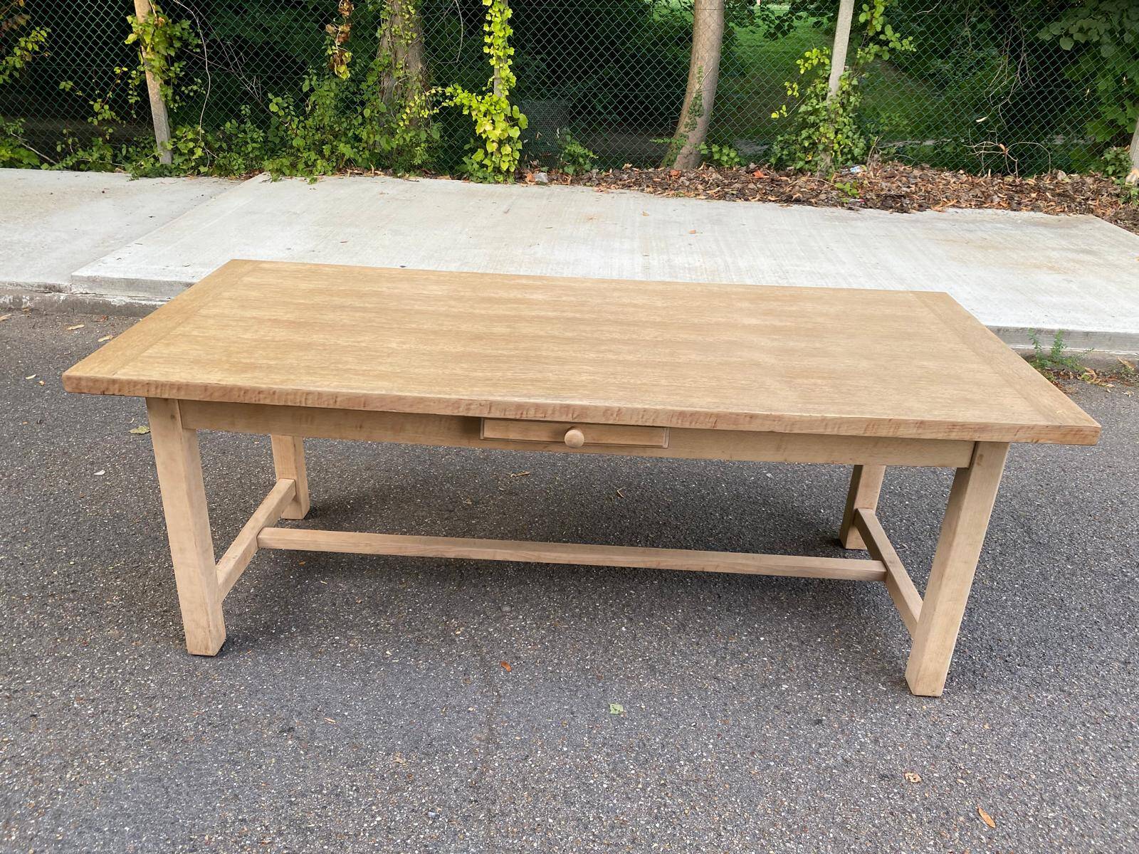 Renovated 19th century farmhouse dining table with drawer 200cm
