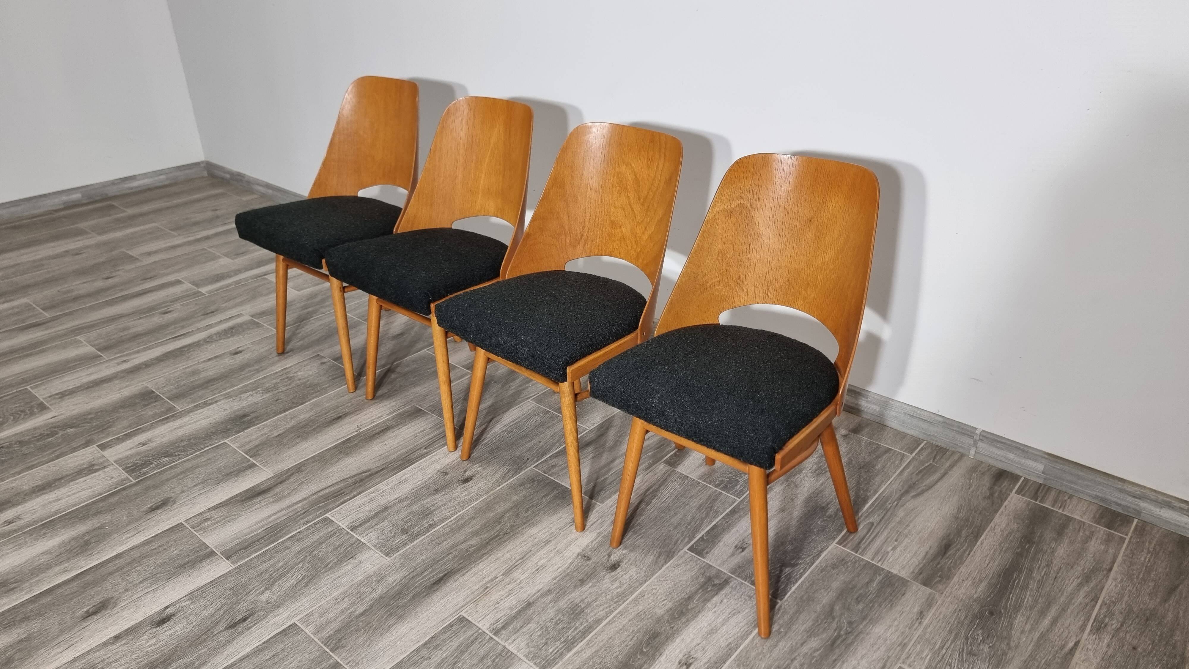 Dining Chairs by Radomir Hoffman for Ton, 1950s, Set of 4