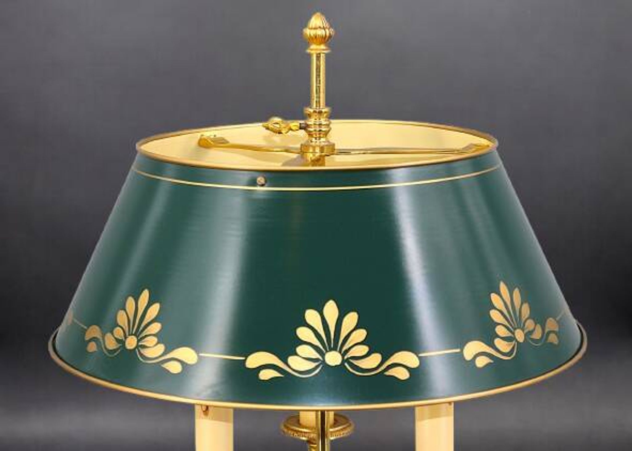 Empire Style Bouillotte Lamp in Gilded Bronze with Three Lights "Lucien Gau"