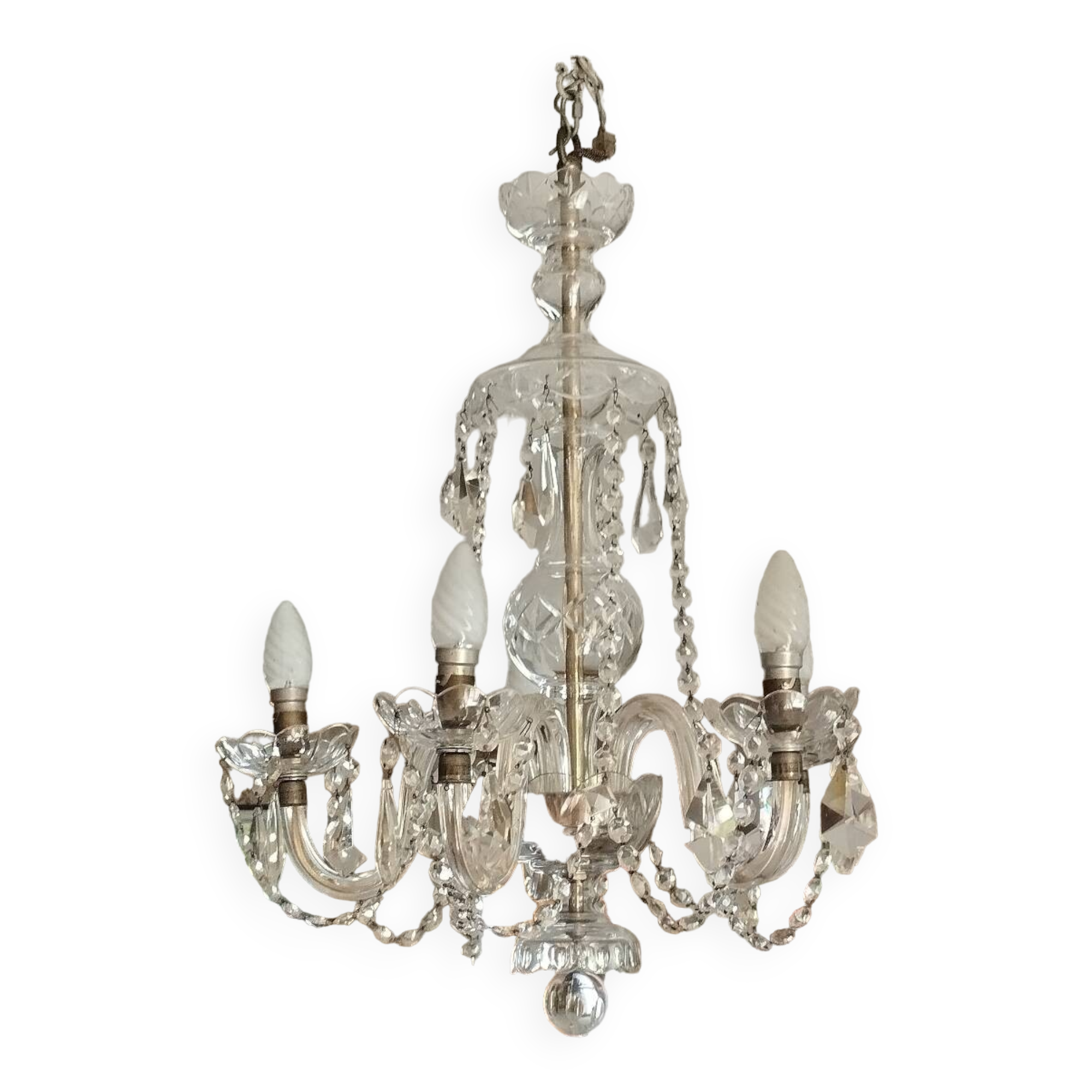 Lustre vintage en cristal, italie, 1940s