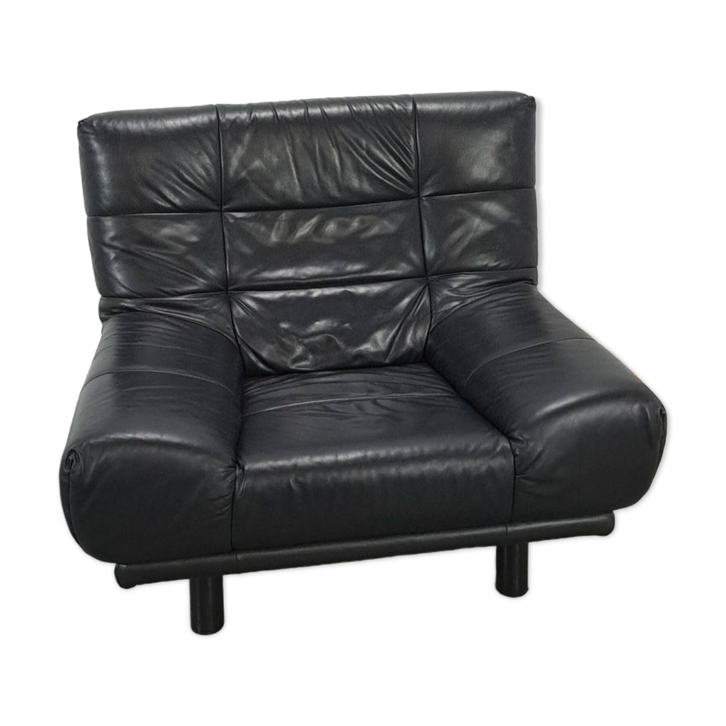 Vintage zwart leren fauteuil