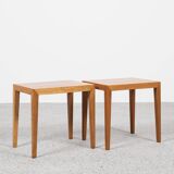 Midcentury Danish set of 3 side tables in oak by Severin Hansen for Haslev 1960s