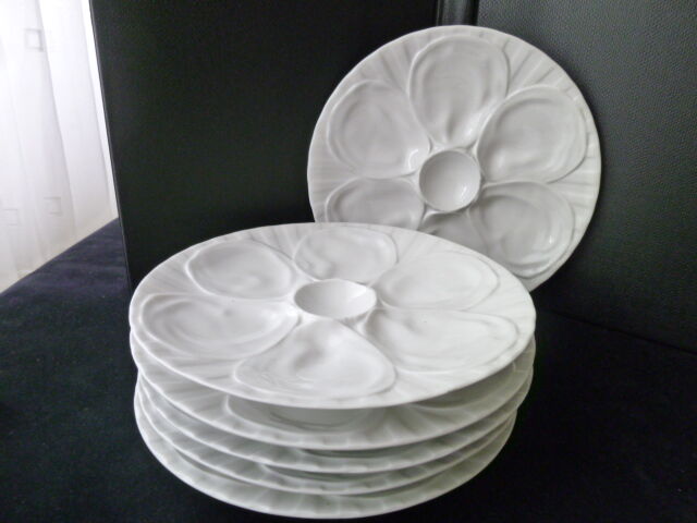 Set of 6 oyster plates in Pillivuyt porcelain