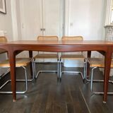 Large teak dining room table with hidden extensions - 6 to 10 people - Johannes Andersen for Uldum Mobelfabrik (Denmark) - 1960 (160 to 226cm)