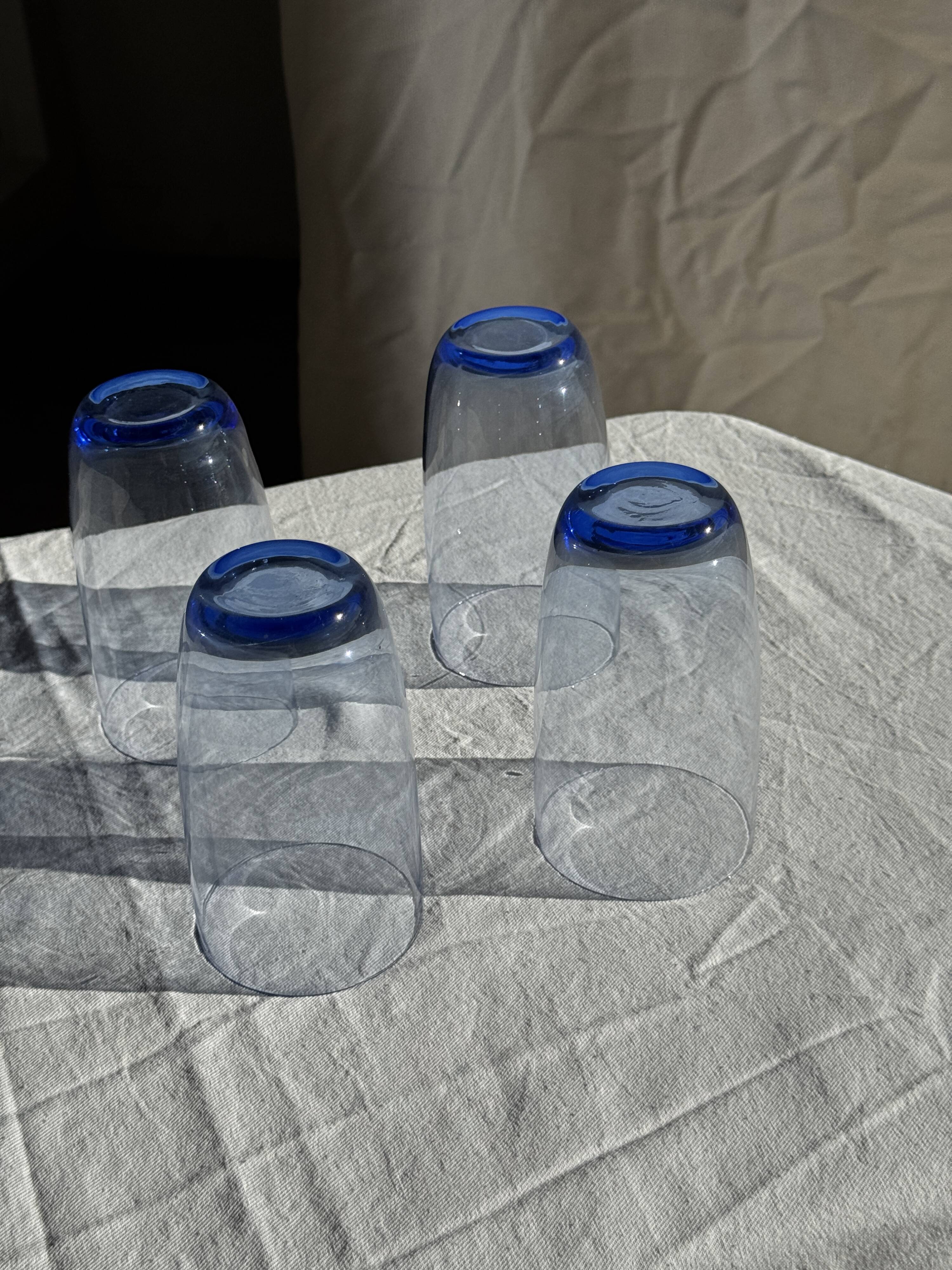 Set of 4 blue orangeade glasses H14