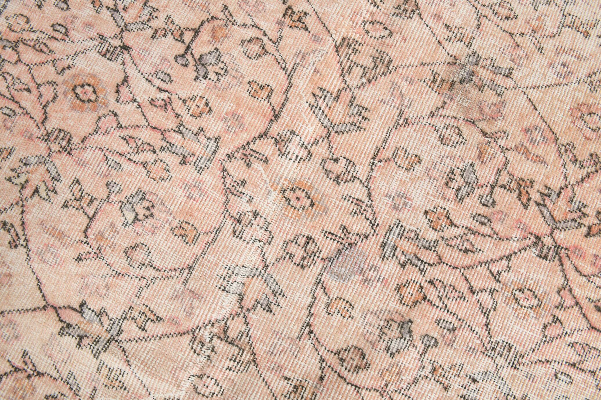 5x8 Faded Pink & Beige Floral Turkish Vintage Rug, 143x248 Cm