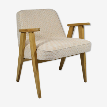 Vintage armchair model 366, Poland, 60s, J. Chierowski, beige fabric