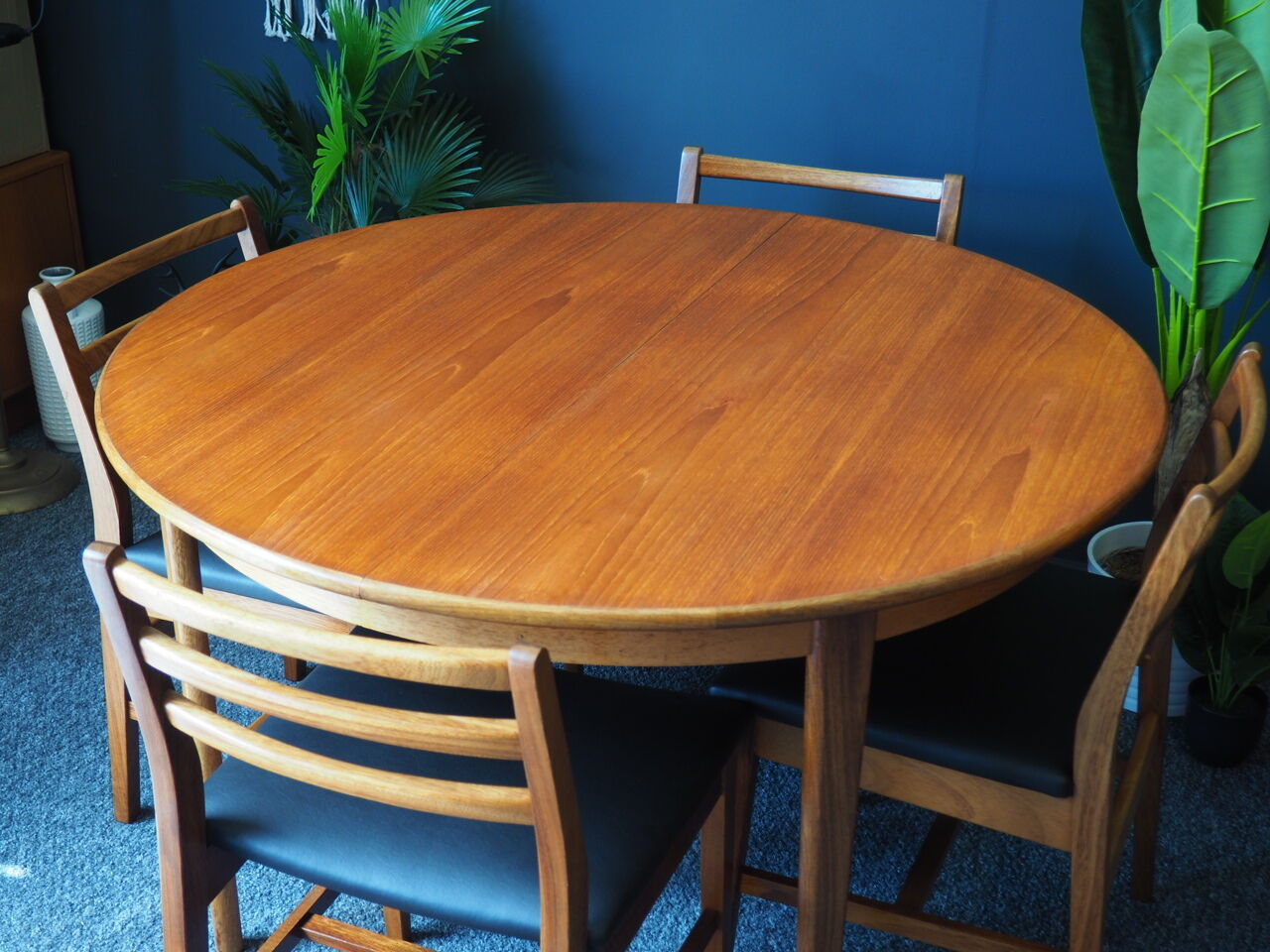 Teak dining table & four chairs A&FH Furniture