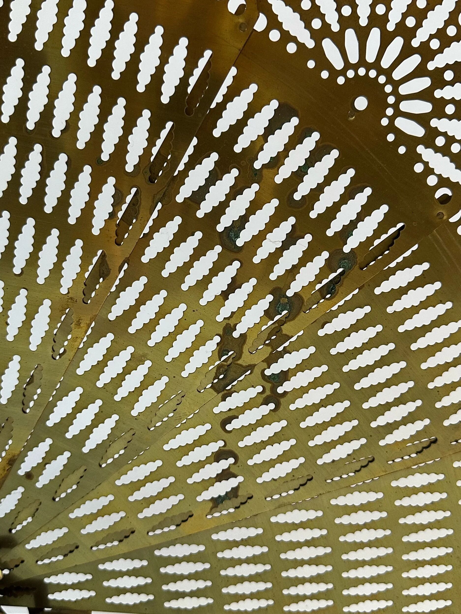 Vintage French brass fire screen, peacock design, 20th century.